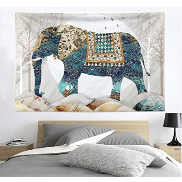 Floral Indie Elephant Hippie Tapestry Wall Tapestry Bedspread/Indoor HippieDecor - Picture 2 of 6